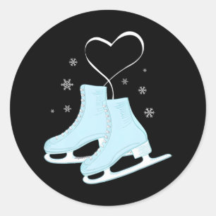 Figure Ice Skating Heart Figure Skater Love Classic Round Sticker