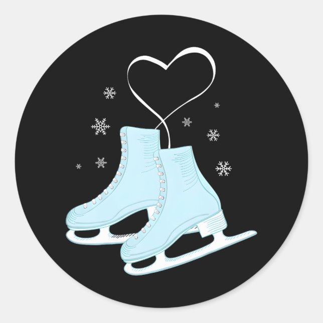 Figure Ice Skating Heart Figure Skater Love Classic Round Sticker (Front)