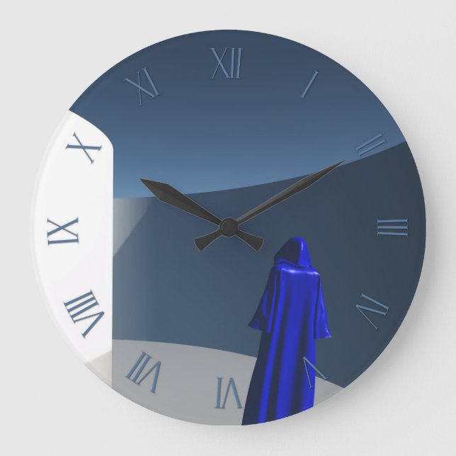 Figure in blue cloak large clock (Front)