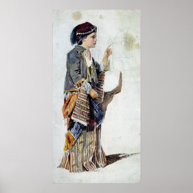 Figure of a girl in Turkish costume, 19th century Poster (Front)