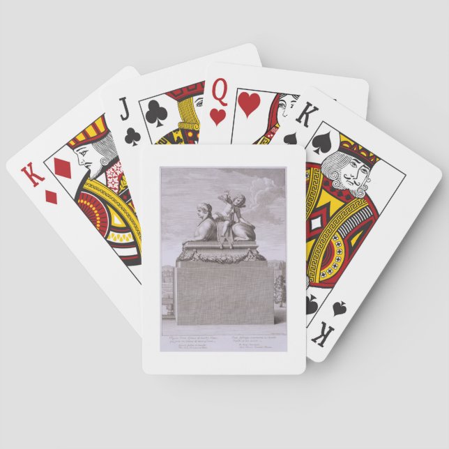 Figure of a sphinx in white marble, carrying a bro playing cards (Back)