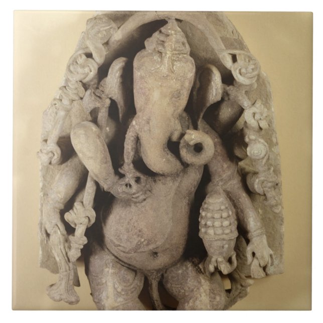 Figure of Ganapati, Chandella Dynasty (sandstone) Tile (Front)