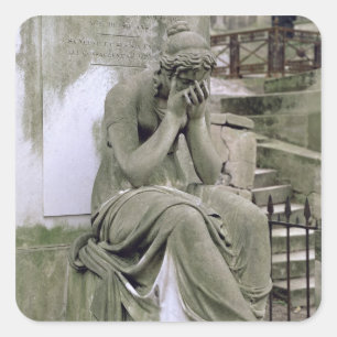 Figure of Grief, from the tomb of Pierre Gareau (d Square Sticker