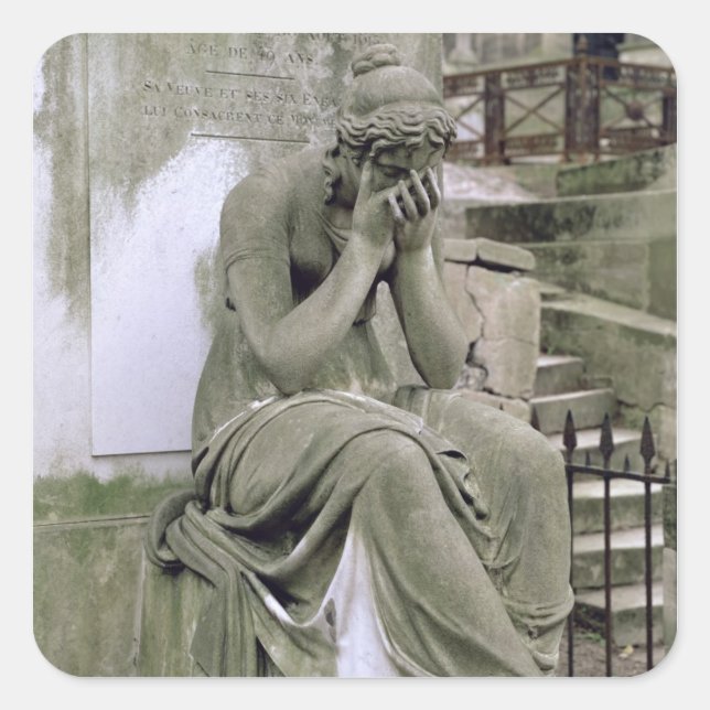 Figure of Grief, from the tomb of Pierre Gareau (d Square Sticker (Front)