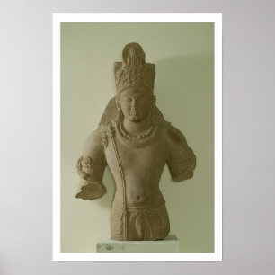 Figure of Lord Vishnu, Mathura (red sandstone) Poster