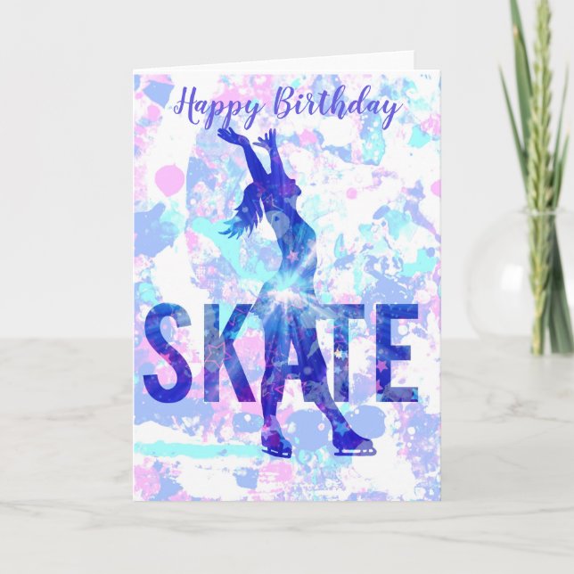 Figure Skate Birthday Card Personalized (Front)