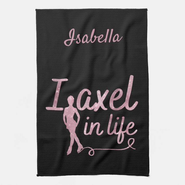Figure Skate blade Towel Axel in life pink glam (Vertical)