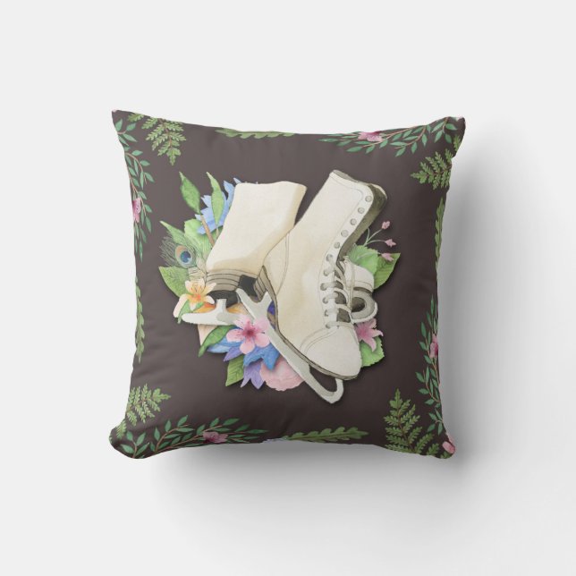 Figure Skate Design Throw Pillow (Front)
