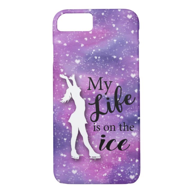 Figure Skater Iphone Case Pink Watercolor (Back)