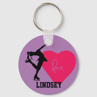 Figure Skater KeyChain Personalised -Heart/Purple