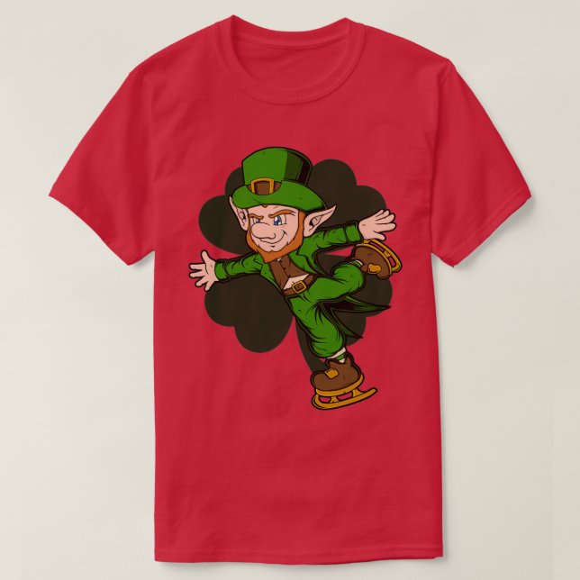 Figure Skater Leprechaun St Patrickx27s Day Figure T-Shirt (Design Front)