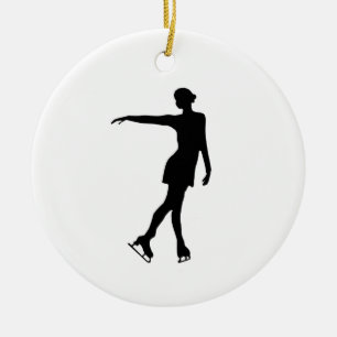 Figure Skater Ornament B&W