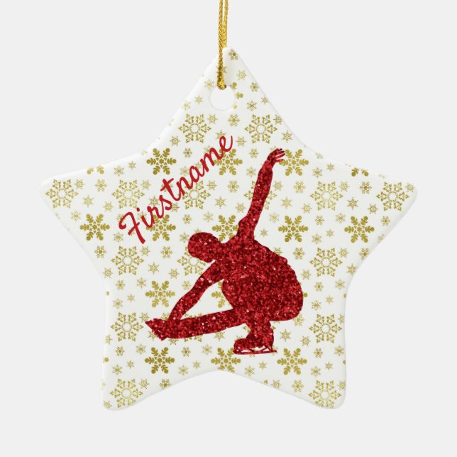 Figure skater ornament - Gold and red (Front)
