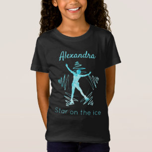Figure skater t-shirt star on ice frozen blue