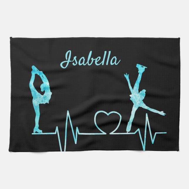 Figure Skater Towel blade heartbeat frozen blue (Horizontal)