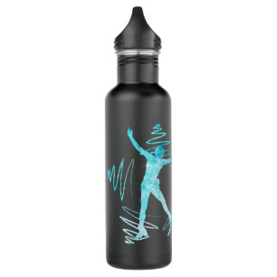 Figure skater water bottle Star edges frozen blue
