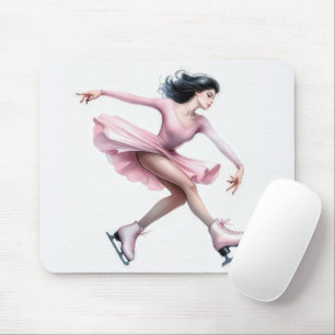 Figure Skater With Pink Ice Skates Mouse Mat