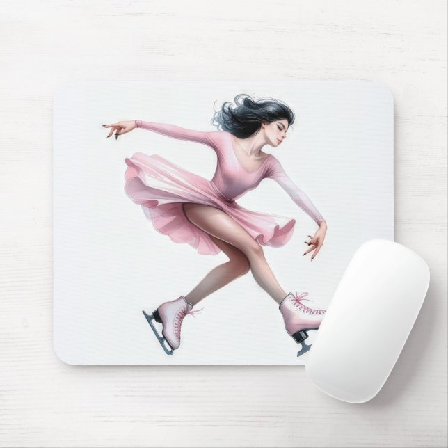 Figure Skater With Pink Ice Skates Mouse Mat (With Mouse)