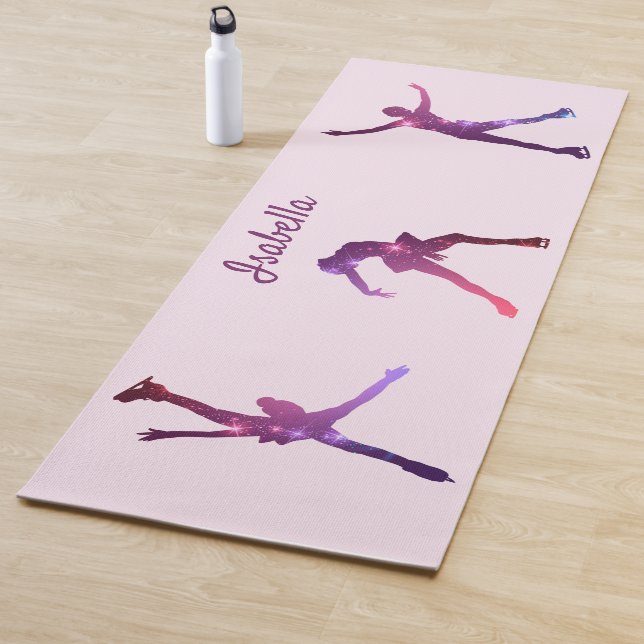 Figure skater yoga mat silhouettes purple stars (In Situ)
