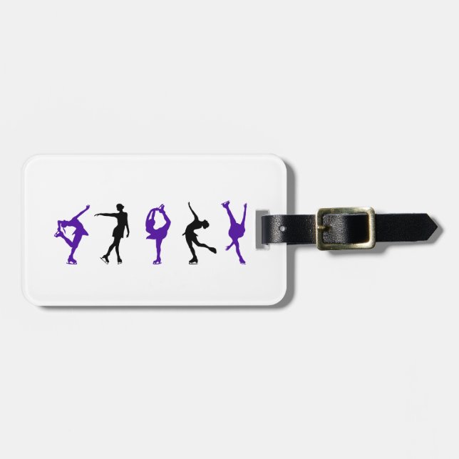 Figure Skaters - Purple & Black Luggage Tag (Front Horizontal)