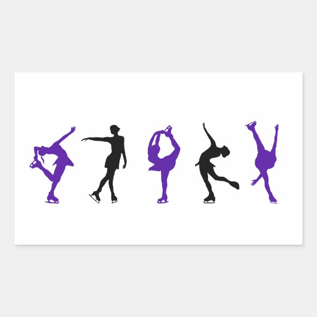 Figure Skaters - Purple & Black Rectangular Sticker (Front)