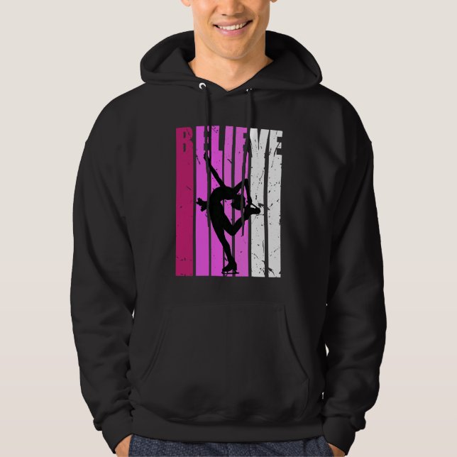 Figure Skates Ice Skating Pink Team Fan Believe Mo Hoodie (Front)