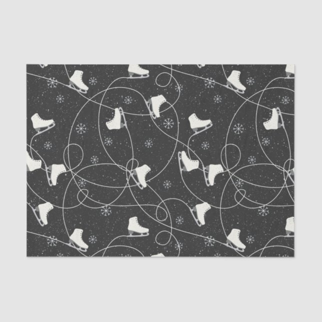 Figure Skates skating on almost black grey Tissue Paper (Front)
