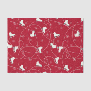 Figure Skates skating on bright red Tissue Paper