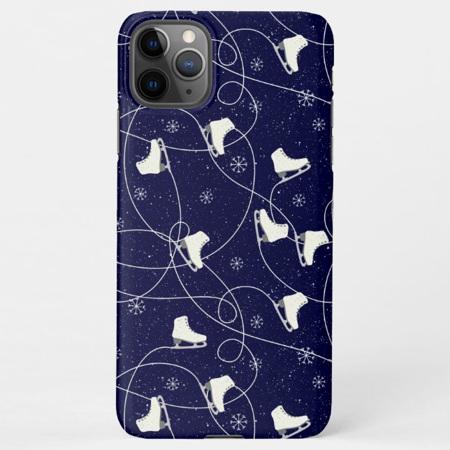 Figure Skates skating on dark blue iPhone Case (Back)