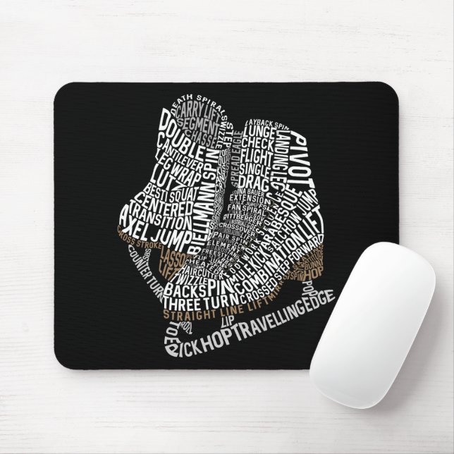 Figure Skates Word Art Ice Dance  Mouse Mat (With Mouse)