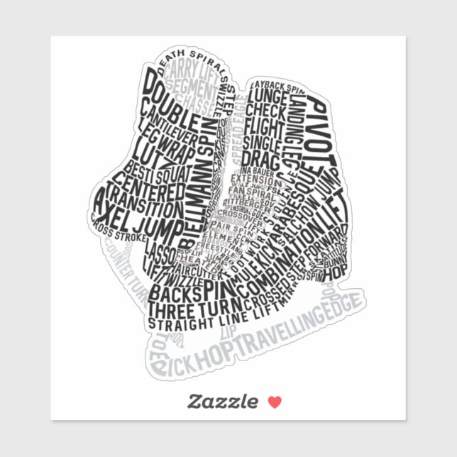 Figure Skates Word Art Ice Skating  (Sheet)