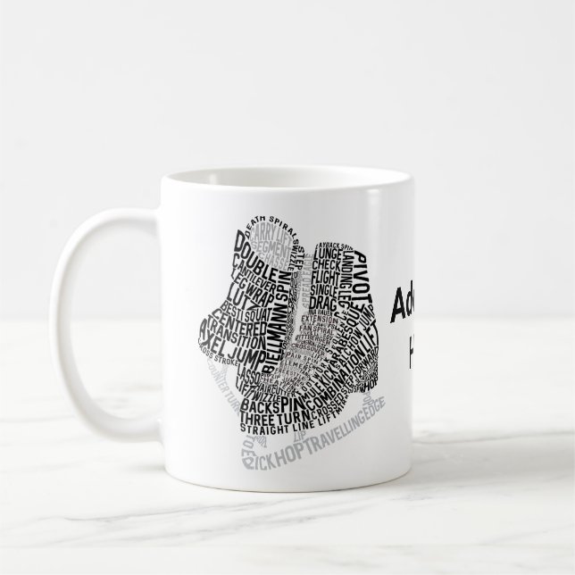 Figure Skates Word Art Ice Skating Custom Text Coffee Mug (Left)