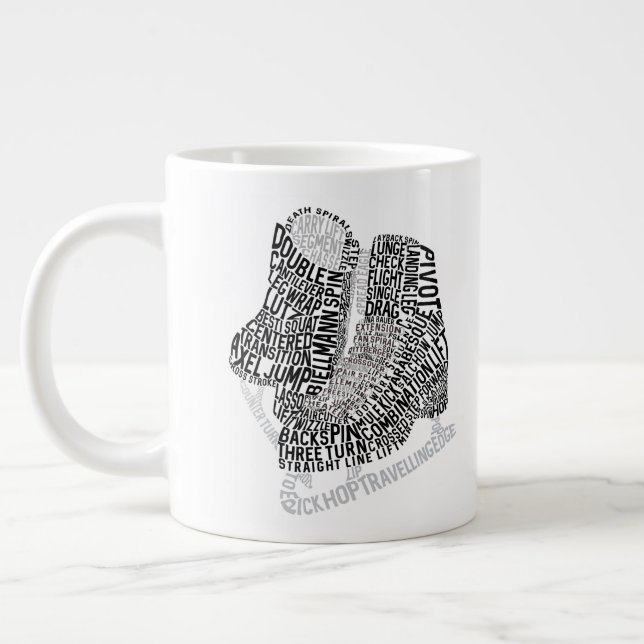 Figure Skates Word Art Ice Skating  Large Coffee Mug (Left)