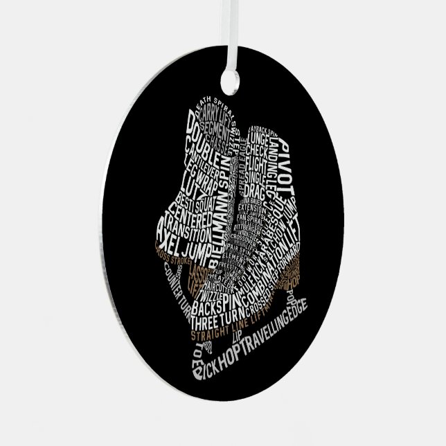 Figure Skates Word Art Ice Skating Metal Tree Decoration (Front Right)