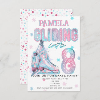 Figure Skating 8th Birthday Party invitation