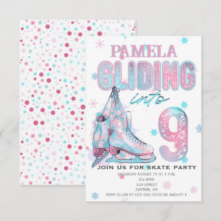 Figure Skating 9th Birthday Party invitation