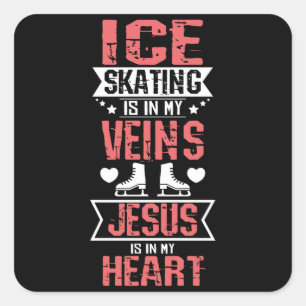 Figure Skating And Jesus In My Heart Square Sticker