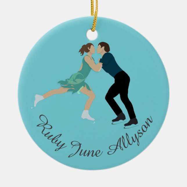 Figure Skating Ceramic Tree Decoration (Front)