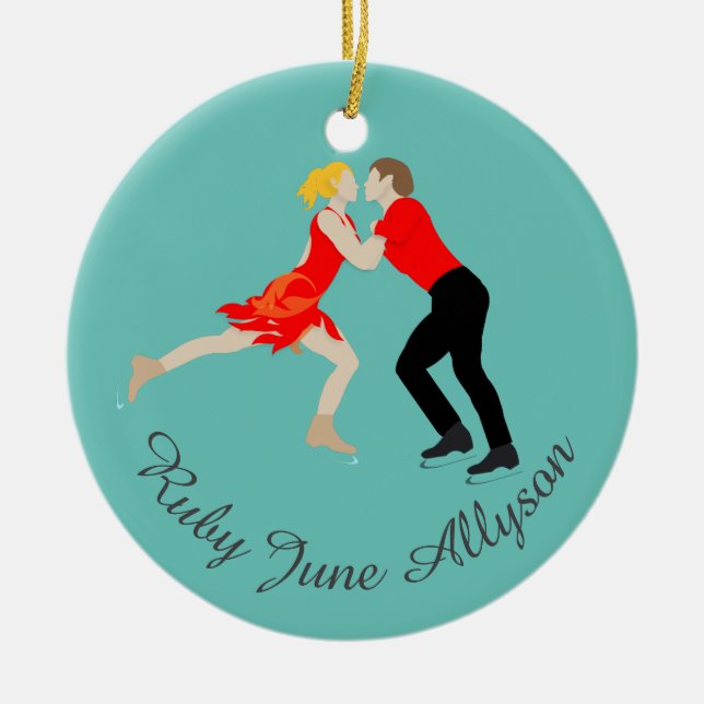 Figure Skating Ceramic Tree Decoration (Front)