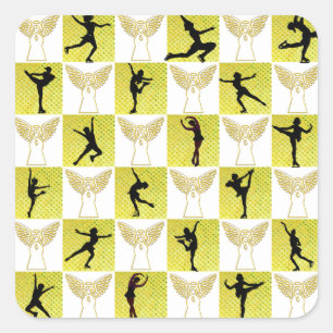 FIGURE SKATING CHRISTMAS QUEEN SQUARE STICKER
