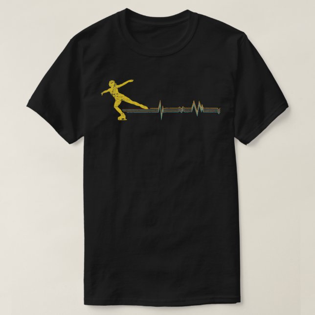 Figure Skating EKG Heart Line T-Shirt (Design Front)