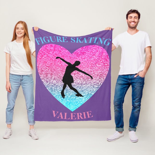 Figure Skating Fleece Blanket w/ Personalised Name (In Situ)