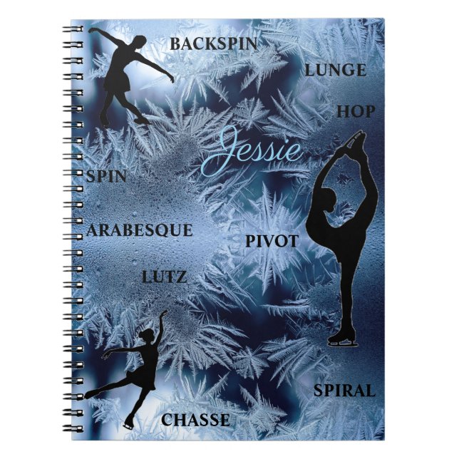 Figure Skating Frozen Typography Notebook w/ Name (Front)