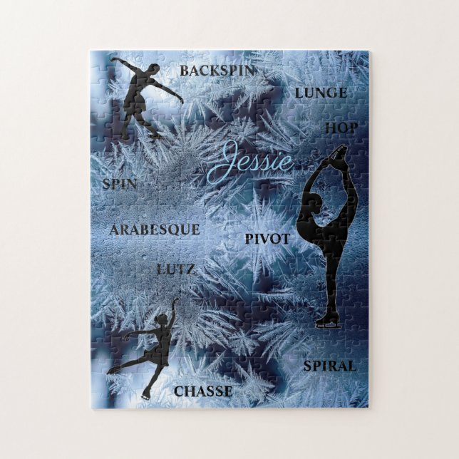Figure Skating Frozen Typography Puzzle w/ Name (Vertical)