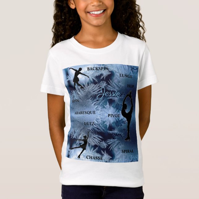 Figure Skating Frozen Typography T-Shirt w/ Name (Front)