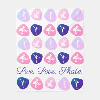 Figure Skating Girl "Live. Love. Skate."  Fleece Blanket