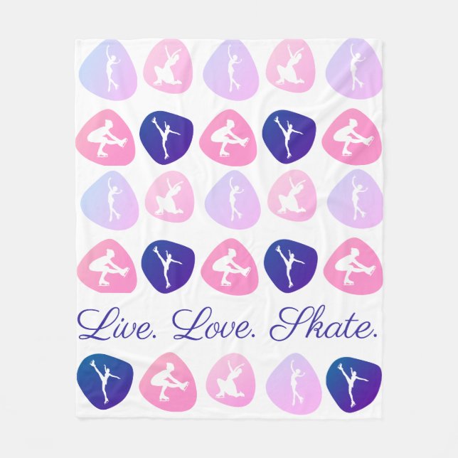 Figure Skating Girl "Live. Love. Skate."  Fleece Blanket (Front)