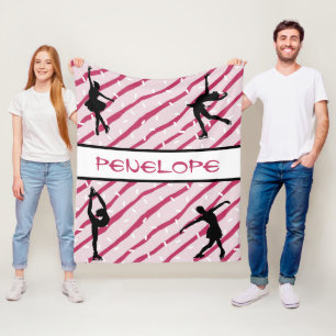 Figure Skating Girl Peppermint Sprinkle Pink Fleece Blanket