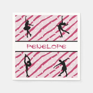 Figure Skating Girl Peppermint Sprinkle Pink Napkin