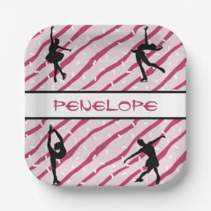 Figure Skating Girl Peppermint Sprinkle Pink Paper Plate